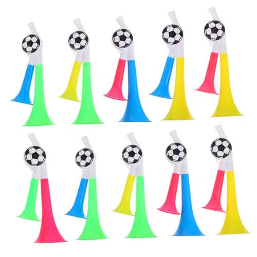 ROMISBABA 10 Stück Laute Doppelrohr Fußball Fanfare aus Manuelle Air Horn Pumpe als und Cheerleading Prop für Sportveranstaltungen Partys und Fan Events Bunte Styles Zufällig von ROMISBABA