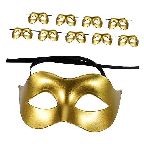 ROMISBABA 10 Stück Teiliges Goldene Halbmaske für Damen Moderne Maskerade Dekoration für Halloween Karneval Cosplay und für Fotos und Besondere Anlässe von ROMISBABA