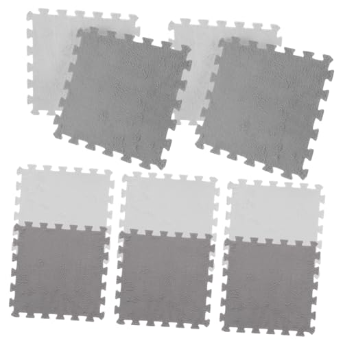 ROMISBABA 10 Stück Teiliges Puzzle Spielmatten Weiche rutschfeste Interlocking Bodenteppiche Weiß Vielseitige Krabbelmatte und Spielteppich für Sicheren Spielbereich zu Hause von ROMISBABA