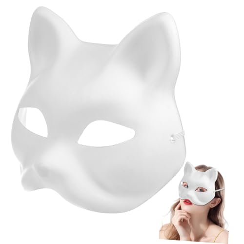 ROMISBABA 10 Teiliges Weiße Katzenmasken aus Papier Leichte Tiermasken zum Bemalen DIY Leere Cat Masks für Halloween Kostümparty Cosplay und Kinderaktivitäten ROMISBABA 10 Teiliges Weiße Katzenmasken aus Papier Leichte Tiermasken zum Bemalen DIY Leere Cat Masks für Halloween Kostümparty Cosplay und Kinderaktivitäten von ROMISBABA