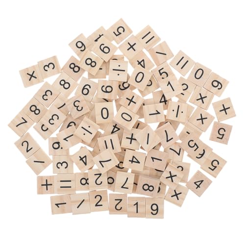 ROMISBABA 100 Stück Teiliges Mini Holzzahlen und Plus Zeichen Kleine Holzplättchen für DIY Bastelprojekte Pädagogische Lernhilfe zur Logisches und Kreativität bei Kindern von ROMISBABA