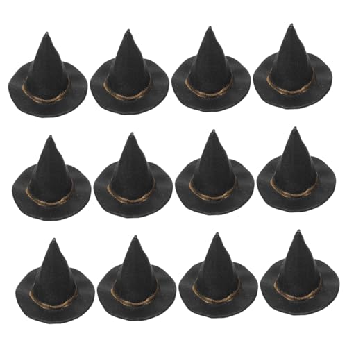 ROMISBABA 12 Stück Teiliges Mini Hexenhut Kleine Puppenhüte aus Halloween Dekoration DIY Basteln Puppenhaus Accessoires Hexenhut Miniatur für Halloween Party und Fotoaufnahmen von ROMISBABA