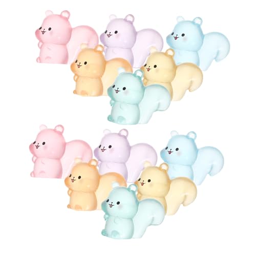 ROMISBABA 12 Stück Teiliges Miniatur Resin Eichhörnchen Figuren Winzige Leuchtende Tier Dekoration Nachtaktive Leuchtende Realistische Spielfiguren für Miniatur Garten Schreibtisch und von ROMISBABA