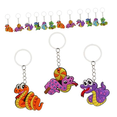 ROMISBABA 18 Stück Teiliges Kreative Cartoon Schlangen Schlüsselanhänger für Bunte Party Goodie Bag Füller Mitgebsel für Jungen und Mädchen bei Kindergeburtstagen und Festen von ROMISBABA