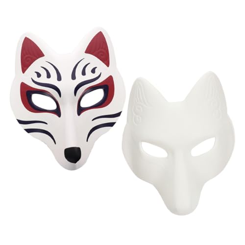 ROMISBABA 2 Stück DIY Blank Fuchsmaske aus zum Bemalen für Maskenball und Halloween Party Kreative Bemalbare Tiergesichtsmasken für Erwachsene und Cosplay von ROMISBABA