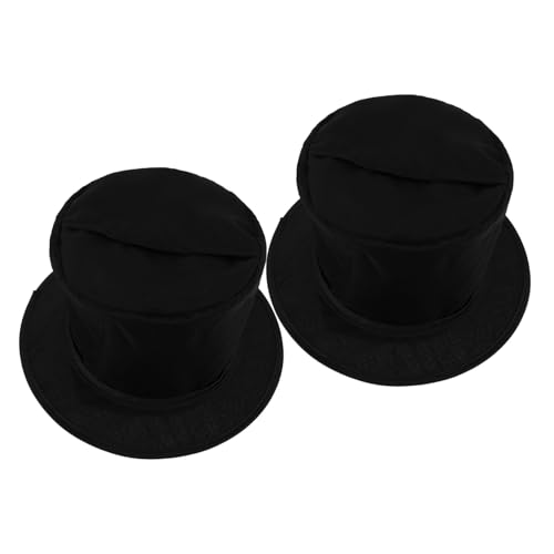 ROMISBABA 2 Stück Faltbare Schwarze Zylinderhüte für Herren Vielseitige Party Bühnenhüte Elegante Magierkostüm-accessoires Zusammenklappbar für Karneval Maskerade Steampunk und von ROMISBABA