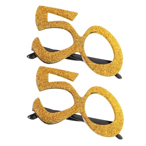 ROMISBABA 2 Stück Glitzernde Geburtstagssonnenbrillen in Form Einer 50. Zahl, Brillendekorationen Für Jubiläumspartys, Foto-requisiten von ROMISBABA