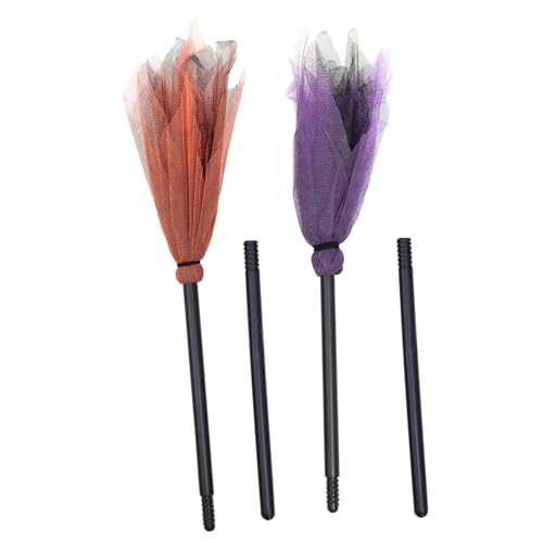 ROMISBABA 2 Stück Halloween Hexenbesen Kunststoff Leichtes Party Deko Requisit für Kinderkostüm und Maskerade Zufällige Farben Zufällige Farbe von ROMISBABA