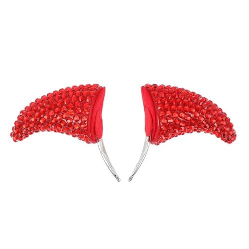 ROMISBABA 2 Stück Halloween Teufelshörner Haarclips mit Glitzer Rote Horn Haarschmuck für Erwachsene Kompakte Cosplay Kopfbedeckung für Halloween und Kostümpartys von ROMISBABA