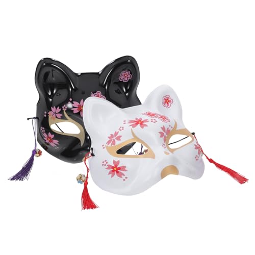 ROMISBABA 2 Stück Handbemalte Japanische Halloween Katzenmaske mit Kirschblütenmuster Verstellbar Cosplay für Damen und Mädchen Geeignet für Karneval Maskerade und Kostümparty ROMISBABA 2 Stück Handbemalte Japanische Halloween Katzenmaske mit Kirschblütenmuster Verstellbar Cosplay für Damen und Mädchen Geeignet für Karneval Maskerade und Kostümparty von ROMISBABA