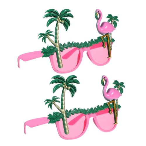ROMISBABA 2 Stück Lustige Hawaiianische Flamingo Brille mit Kokosnussbaum Design Leichte Partybrillen für Strand und Karnevalspartys Stabile Bequeme Fotorequisiten für Erwachsene und Frauen von ROMISBABA