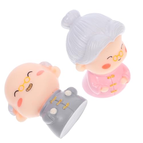 ROMISBABA 2 Stück Romantische Miniatur Figuren Großeltern Liebevolle Langlebige Resin Deko für Hochzeitstorten Jubiläen Geburtstage Vielseitige Torten Deko Geschenkidee für Alte Leute von ROMISBABA