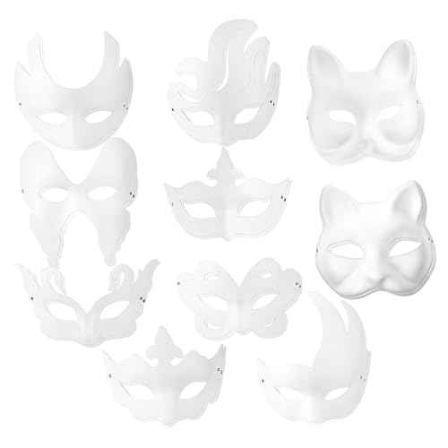ROMISBABA 20 Stück Teiliges DIY Maske aus Leichtem Weiße Blanko Masken zum Bemalen Kreative Masquerade Masken für Frauen für Karneval Cosplay und Partys von ROMISBABA