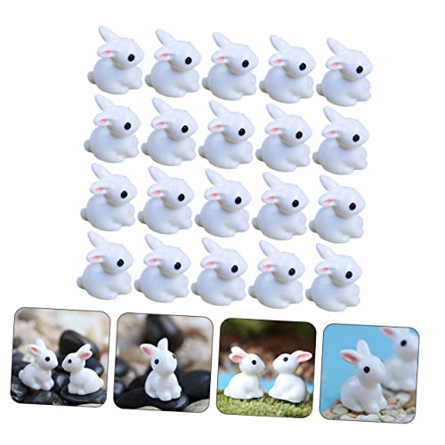 ROMISBABA 20 Stück Teiliges Resin Kaninchen Deko Figuren Realistische Weiße Hasen Modell für Garten Osterdeko und Langlebige Statische Tiernachbildung Geeignet für DIY Landschaftsbau und von ROMISBABA