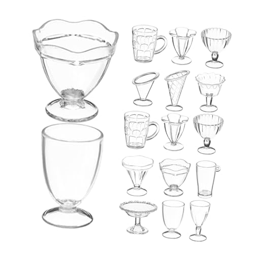 ROMISBABA 24 Stück Teiliges Miniatur Eisbecher aus Kunststoff für Puppenhaus Dekoration Kleine Bunte Mini Cups für DIY Eisbecher Puppenhaus Geschirr und Miniaturen Zubehör von ROMISBABA