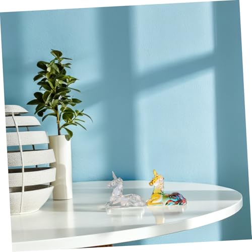 ROMISBABA 2stücke Kristall-Einhorn-Statue Kleine Kristallfiguren Für Tischdeko Kristallskulptur-Dekoration Miniatur-einhörner Als Einhorn-Ornament Entzückende Kristall-tierstatue Für von ROMISBABA