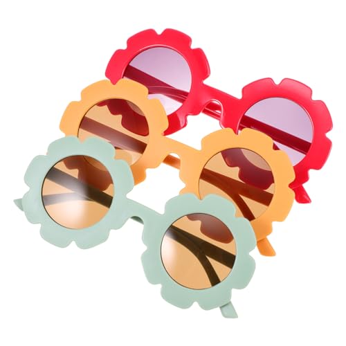 ROMISBABA 3 Paare Sonnenbrillen Sonnenblumen Design Pc Material Leichte Lustige Partybrille für Mädchen Jungen Geeignet für Geburtstage Festtage Familienfeiern von ROMISBABA