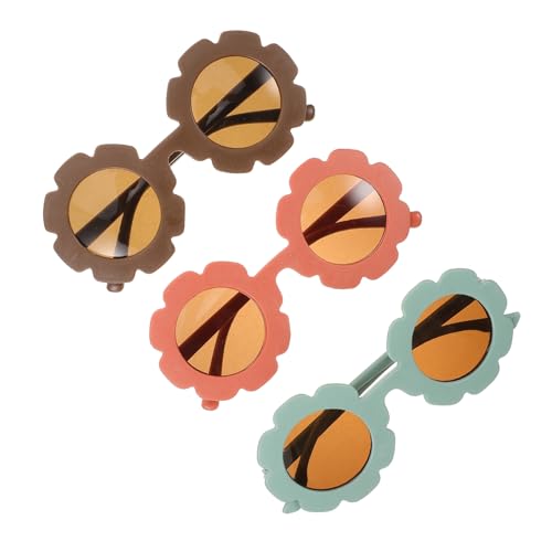 ROMISBABA 3 Paare Sonnenbrillen Sonnenblumenform Leichte Pc Kinderbrillen für Party Festival Dekoration Vielseitig Modisch Niedlich für Mädchen Jungen von ROMISBABA