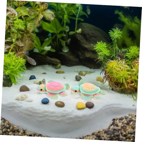 ROMISBABA 3stücke Miniatur-meeresschildkrötenfigur Schildkröte Im Dunkeln Leuchtende Tierfigur Bewegliche Gelenke Pla-Konstruktion Stabile Aquariumdekoration Kleine Schildkrötenstatue von ROMISBABA