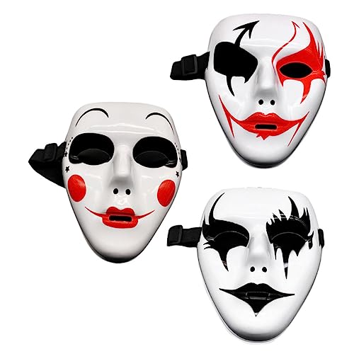 ROMISBABA 3 Stück Handbemalte Halloween Cosplay Masken Teiliges Leichte Atmungsaktive Party und Bühnenmasken für Kostümspiele und Karneval Vielseitig Verwendbar für Halloween und von ROMISBABA