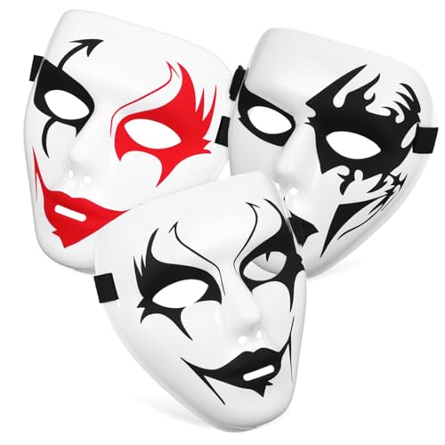ROMISBABA 3 Stück PVC Street Dance Masken Halloween Cosplay Masken mit Verstellbarem Gummiband für Party Tanz und Kostüm als Fotorequisite und ROMISBABA 3 Stück PVC Street Dance Masken Halloween Cosplay Masken mit Verstellbarem Gummiband für Party Tanz und Kostüm als Fotorequisite und von ROMISBABA
