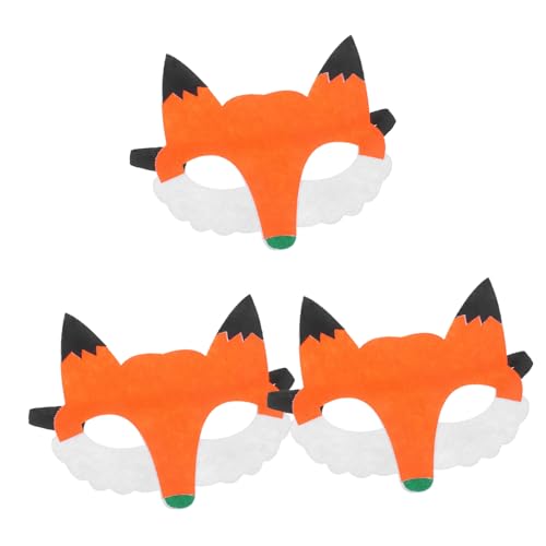 ROMISBABA 3 Stück Teiliges Fuchs Tiermaske aus Vliesstoff Langlebige und Wiederverwendbare Kindermasken für Kindergarten Party Bunte Kreative Tierkopf Masken für Kinderaktivitäten und von ROMISBABA