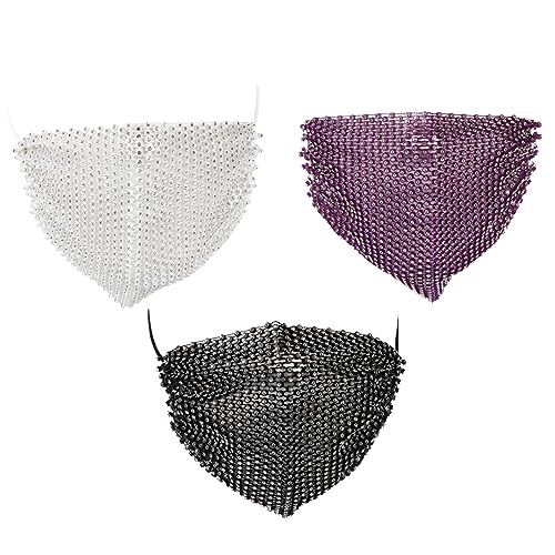 ROMISBABA 3 Stück Teiliges Rhinestone Masken für Partys Kreative Gesichtsdekoration und Dunkelviolett für Karneval Halloween und Mode Events ROMISBABA 3 Stück Teiliges Rhinestone Masken für Partys Kreative Gesichtsdekoration und Dunkelviolett für Karneval Halloween und Mode Events von ROMISBABA