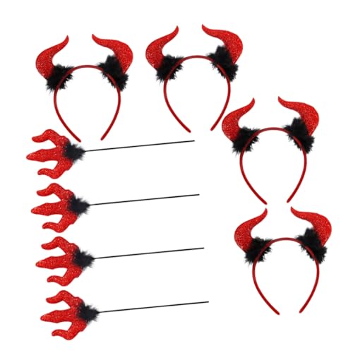 ROMISBABA 4 Sätze Halloween Teufel Kostüm Zubehör mit Teufelshörner Haarreif und Leichter Requisite Komfortabel und Stilvoll für Cosplay Karneval und Party von ROMISBABA