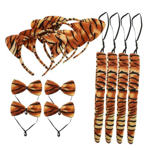 ROMISBABA 4 Sätze Tiger Ohren Haarreif Cosplay Kostüm mit Schleife und Tiermuster Faschings Accessoire für Wiederverwendbares Party Set für Halloween und Karneval ROMISBABA 4 Sätze Tiger Ohren Haarreif Cosplay Kostüm mit Schleife und Tiermuster Faschings Accessoire für Wiederverwendbares Party Set für Halloween und Karneval von ROMISBABA