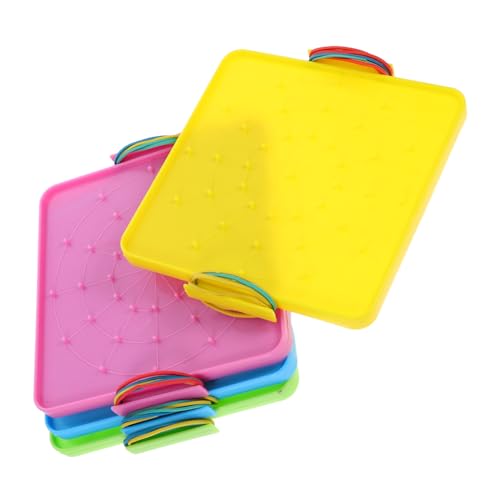 ROMISBABA 4 Stück Doppelseitige Geoboard-Formen, Lernspielzeug Für Den Kindergarten, Mathematische Manipulatoren, Geoboard Mit Gummibändern Für Kinder, Schulanfangsbedarf, Lehrerbedarf von ROMISBABA