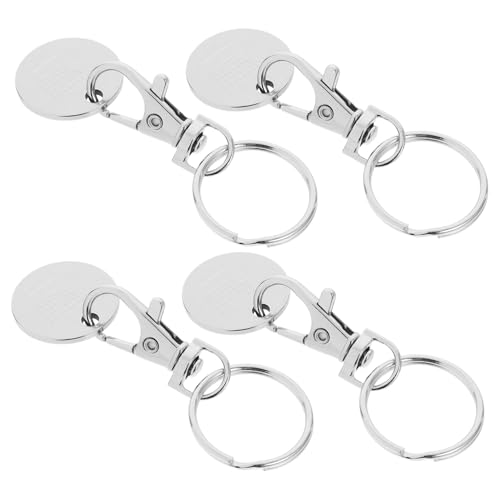 ROMISBABA 4 Stück Edelstahl Schlüsselanhänger Einkaufschip Praktischer Einkaufswagenlöser Token für Supermarkt Minimalistisches Design Vielseitig Einsetzbar für Schlüssel und Einkaufswagen von ROMISBABA
