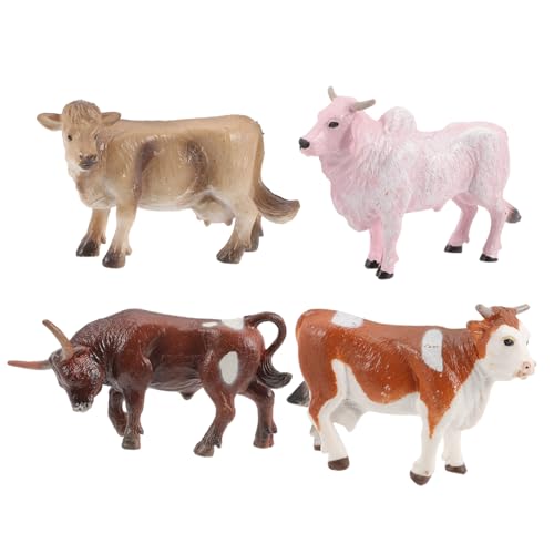 ROMISBABA 4 Stück Miniatur Kuh Figuren Realistische Kleine Rinder Modelle aus Kunststoff Kompakte Deko für Bonsai Schreibtisch Geschenkidee für Familie und Freunde Langlebig Farbintensiv von ROMISBABA