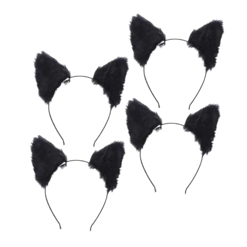 ROMISBABA 4 Stück Plüsch Fuchsohren Haarreif Leichtes Realistisches Tierkostüm Accessoire für Cosplay Party Halloween Stabiler Sitz Modisches Stirnband für Damen und Herren von ROMISBABA