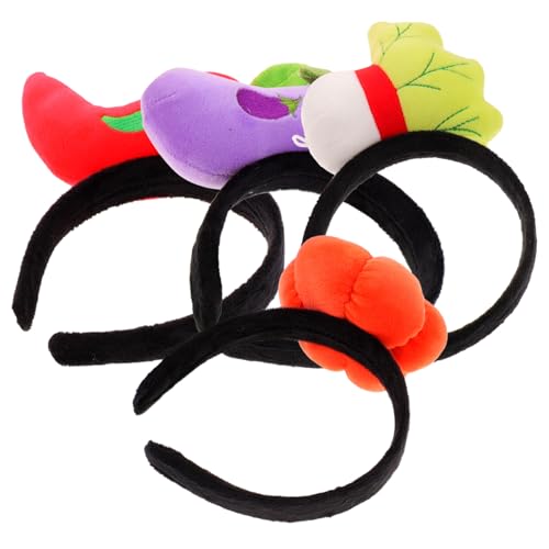 ROMISBABA 4 Stück Teiliges Haarband Gemüseform Niedlicher Party Haarschmuck Weiches Plüsch Stirnband für Mädchen und Jungen Kreatives Kostüm Zubehör für Fasching und Aufführungen von ROMISBABA