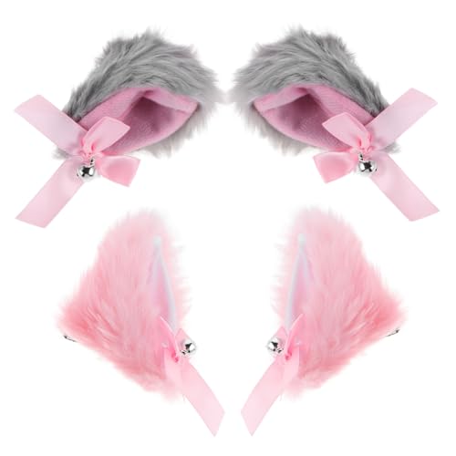 ROMISBABA 4 Stück Teiliges Katzenohren Haarspangen mit Glocke und Plüschdetails Kuschelige Tierohren Haarklammern für Halloween Cosplay Party und Alltag Süße Haarschleifen für Damen und ROMISBABA 4 Stück Teiliges Katzenohren Haarspangen mit Glocke und Plüschdetails Kuschelige Tierohren Haarklammern für Halloween Cosplay Party und Alltag Süße Haarschleifen für Damen und von ROMISBABA
