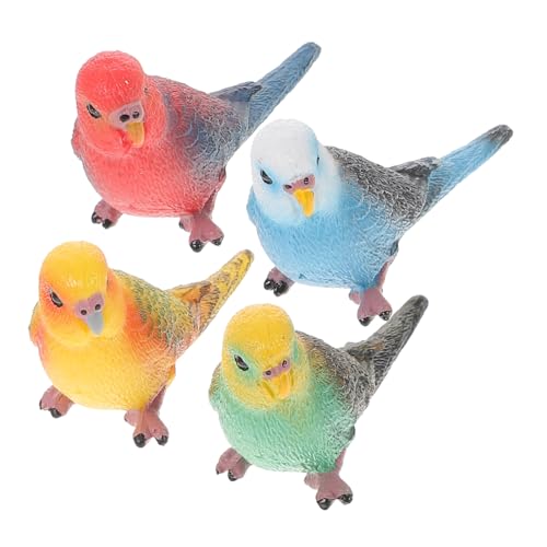 ROMISBABA 4 Stück Teiliges Realistische Papagei Figuren Detailgetreue Kleine Vogelmodelle Langlebige Deko Vögel mit Glatter Oberfläche Sicher für Garten und Tischdekoration von ROMISBABA