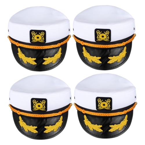 ROMISBABA 4 Stück Verstellbare Kapitänsmütze mit Besticktem Design Schnelle Trocknung Bequemer Sitz Vielseitig für Yacht und Boots Partys Karneval Halloween Weiße Seglermütze ROMISBABA 4 Stück Verstellbare Kapitänsmütze mit Besticktem Design Schnelle Trocknung Bequemer Sitz Vielseitig für Yacht und Boots Partys Karneval Halloween Weiße Seglermütze von ROMISBABA