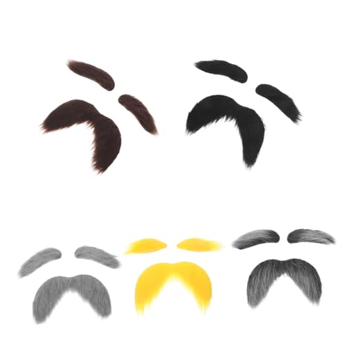 ROMISBABA 5 Sets Halloween Falscher Falsche Schnurrbärte Gefälschte Schnurrbärte Alter Mann Cosplay Requisite Gefälschte Bärte Lustige Rollenspiel Requisiten von ROMISBABA