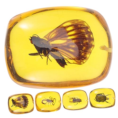 ROMISBABA 5 Stück Harz-Insekten-Anhänger schmuckherstellung Ohrringanhänger Bernstein Muster Anhänger Exemplar Anhänger Schlüsselanhänger-Hängeornament Schmuck dekorative Anhänger Harz. von ROMISBABA