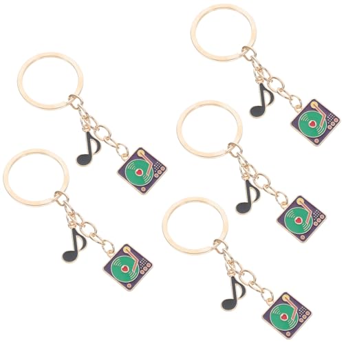 ROMISBABA 5 Stück Musik Schlüsselanhänger aus Robustem Zinklegierung Musiknoten Plattenspieler Design Vielseitig als Schlüsselring oder Taschenanhänger Geschenk für Musikfans von ROMISBABA
