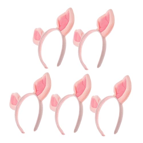 ROMISBABA 5 Stück Teiliges Pinkes Pig Ohren Haarband Niedliches Flauschiges Tier Accessoire für Teenager Vielseitiges Cosplay Stirnband für Halloween Weihnachtsfeier und Foto Shootings von ROMISBABA