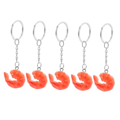ROMISBABA 5 Stück Teiliges Realistische Garnelen schlüsselanhänger aus Robustem Material Authentisches Design Lustige DIY Lebensmittelanhänger für Taschen und Rucksäcke Interaktives für von ROMISBABA