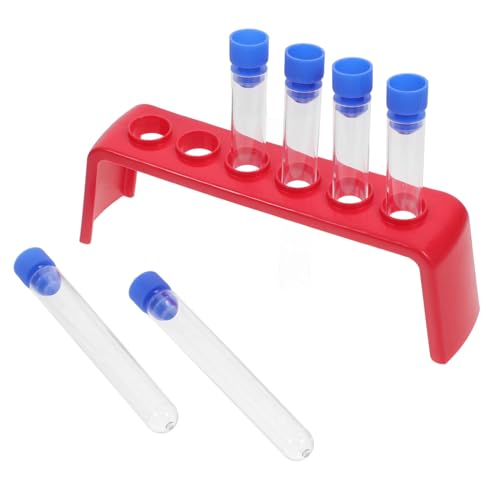 ROMISBABA 6 Stück Teiliges Wissenschaftliches Experimentier Kunststoff reagenzgläsern mit Farbigem Gummikappen Messbecher und Messzylinder für Schulprojekte von ROMISBABA