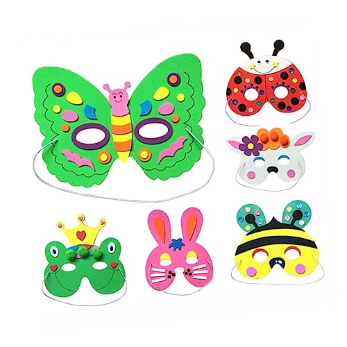 ROMISBABA 6pcs DIY Cartoon Tiermaske Handgemachte Anziehmaske Kindertanz Pädagogisches Tiermaskenmaterial Kit Für Kindergartenpartys Cosplay (schmetterling + Frosch + ROMISBABA 6pcs DIY Cartoon Tiermaske Handgemachte Anziehmaske Kindertanz Pädagogisches Tiermaskenmaterial Kit Für Kindergartenpartys Cosplay (schmetterling + Frosch + von ROMISBABA
