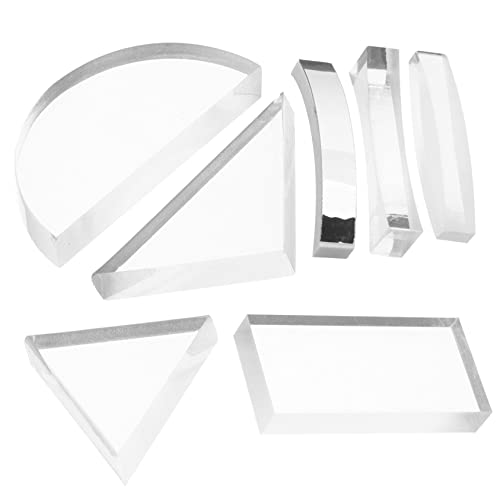ROMISBABA 7 Stück Teiliges Optisches Linsenset Glaslinsen Gewölbt Konkav Physik Experimente Lernhilfe für Schule Lichtbrechung und Lichtkonvergenz Demonstration von ROMISBABA
