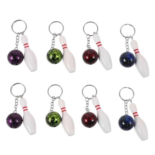ROMISBABA 8 Stück Bowling Schlüsselanhänger Detailgetreue Anhänger in Grün Rot Lustige Sport bagschmuck für Bowling Fans Party Mitgebsel und Geburtstagsgastgeschenke von ROMISBABA