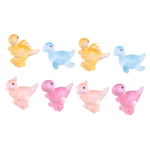 ROMISBABA 8 Stück Teiliges Mini Dinosaurier Figuren Nachtleuchtend Detailreiche Garten und Partydeko für Kindergeburtstag Landschaft Geeignet als Mitgebsel und Cupcake Topper für Mädchen von ROMISBABA