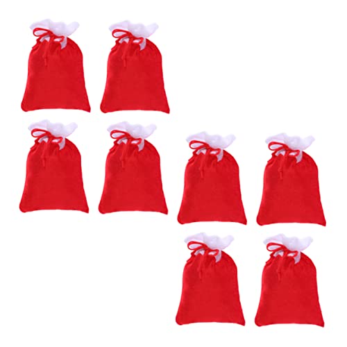 ROMISBABA 8 Stück Weihnachts-Plüsch- tasche christmas present bags weihnachtliche geschenktüten Tasche mit Kordelzug Stoff Taschen groß Verpackungsbeutel Behälter mit Kordelzug rot von ROMISBABA
