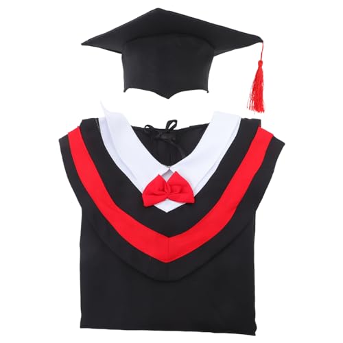 ROMISBABA Abschlusskleid Set mit Quaste Rotes Atmungsaktives Talar Kostüm für Grundschule Bequemes Cosplay und Abschlussfeier Zubehör von ROMISBABA