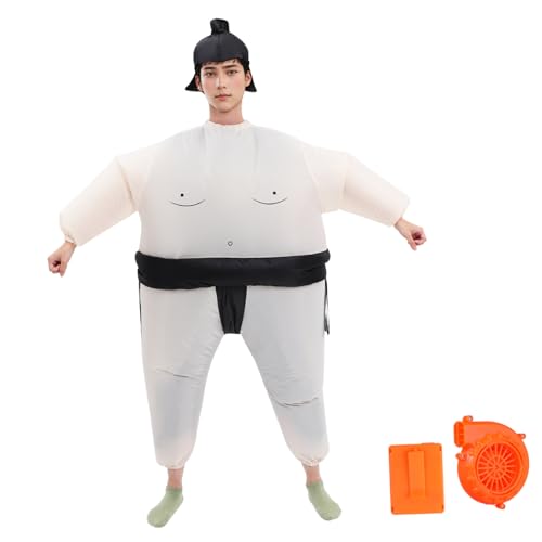 ROMISBABA Aufblasbares Wrestling Kostüm Polyester Leicht Lustiges Sumoringer Design Vielseitig für Halloween Cosplay Party und Bühnenauftritte Einfach Aufblasbar Wiederverwendbar von ROMISBABA